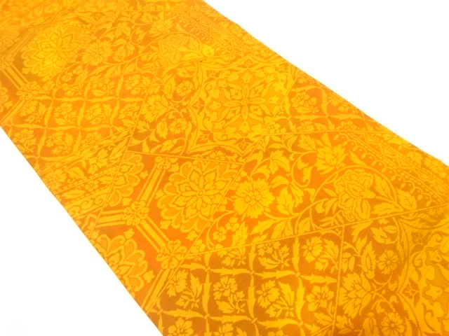 切りばめ風華紋に花更紗模様織り出し名古屋帯